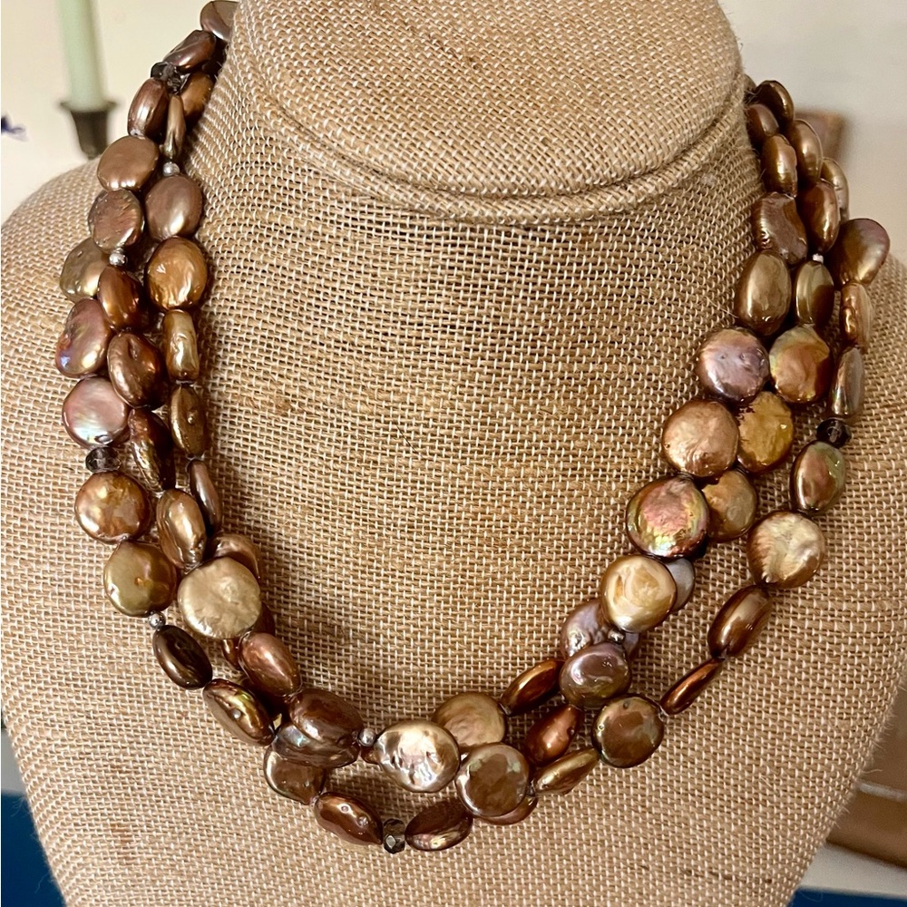 Silpada Brown and Gold Pearl Necklace